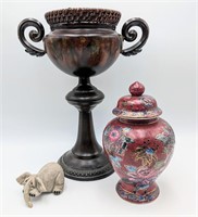 Beautiful Chinese Vase, Metal Planter, Elephant