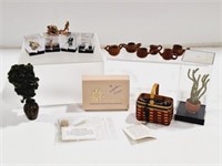 Miniatures: Wood Vases, Minerals, Longaberger