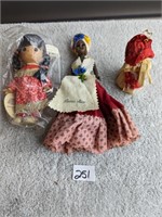 3 Vintage Dolls- Puerto Rico, Corn Husk &