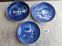 3 Royal Copenhagen Plates, Various Sizes and Years