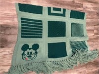 Vintage Mickey Mouse Hand Knit Blanket