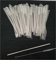 Group of metal straws and cleaners
