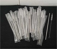 Group of metal straws with cleaners