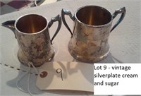 Vintage silverplate creamer and sugar bowl