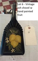 Vintage coal or ash shovel w hand painted fruit