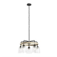 Bolson 5-Light Black with Distressed Antique White