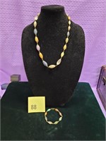 Ladies Multi-colored Stone Necklace & Bracelet