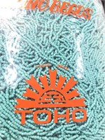 Toho 12/0 3-cut beads. Green turquoise. Five –half