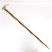 Sterling Silver Mounted Boar's Tooth Walking Stick
