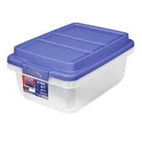 Hefty 18Qt Clear Storage Bin w/Blue HI-RISE Lid A6