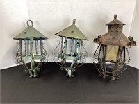 Three Metal Lanterns, 11-12" tall