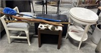 Modern Oval End Table, (2) Ottoman, Foot Stools,