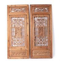 Pair of 19th Century Chinese Wood Window Screens