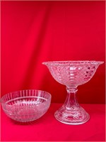 Cut Glass Bowl & Cut Glass Candy Dish