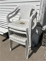 FIVE WHITE PATIO CHAIRS