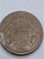 1864 2 Cent Small Motto Rare VF