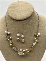 16 in Beaded Fashion Necklace and Earrings
