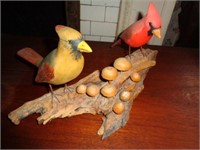 Pair of Hand Carved Cardinals by Arlyn Gerwin-