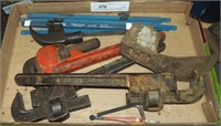 Vintage Adz Hoe & Pipe Wrenches