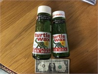 (2) Glass Turtle Wax Bottles