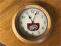 Wooden Battery Clock with Dr. Pepper Decal