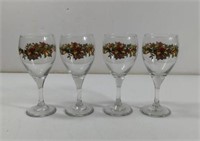 Vintage Christmas Holly Fruit Stemware