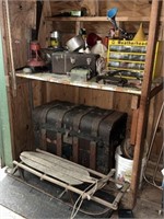 Steamer Trunk, Wood Sled, RR Lantern, More