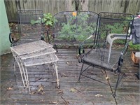 Metal Mesh Patio Tables, Chairs, Loveseat