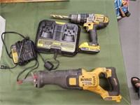 DeWalt Drill, Sawsall, and Two Chargers
