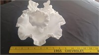 FENTON 3 horn epergne hobnail milk glass