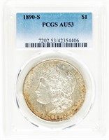 Coin 1890-S Morgan Silver Dollar PCGS-AU53