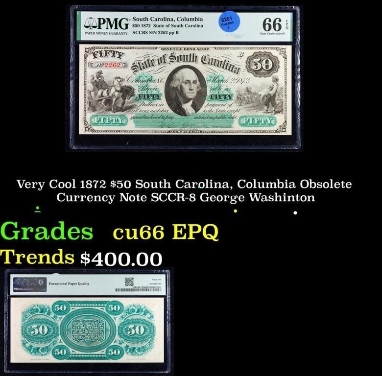 Very Cool 1872 $50 South Carolina, Columbia Obsole