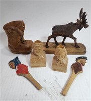 Wood Sculptures - Various Artists Signed (6x) Lot