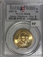 2007-D PCGS MS68 James Madison Dollar Pos B