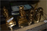 3 Sets Brass Bookends: Owls, Eagles, Shells