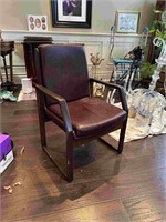 Soft Leather and Wood Arm Chair -Brown