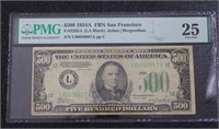 Graded 1934A $500 SF Fed Reserve note