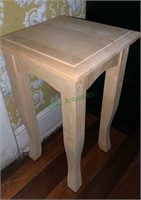 Small 12 x 12” light wood pine side table.