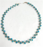 (XX) Sterling Silver Turquoise Beaded Necklace