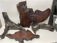 (4) Glazed Wood Pcs. -(2) Driftwood (2) Redwood