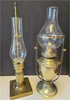 Brass Oil Lamp and Candle Lamp with Hurricane