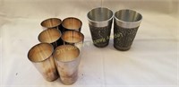 6 Bruckmann cups, 2 decorative Rein Zinn w/Angel