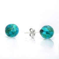 8 mm Turquoise Bead  Sterling Silver Stud