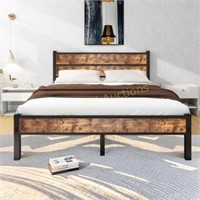 DUMEE Queen Bed Frame with Wood Headboard.