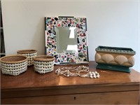 Mosaic Mirror & Shell Decor