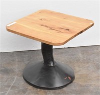 Handcrafted Wood Slabs Side Table Pedestal Base