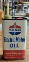 STANDARD ELECTRIC MOTOR OIL EMPTY TIN SQUIRT CAN