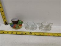 3 vintage chicken egg cups