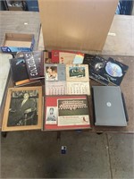 Autographs,yearbooks,advertising and laptop