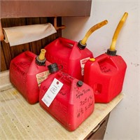 (4) Plastic Gas Cans, Various Sizes